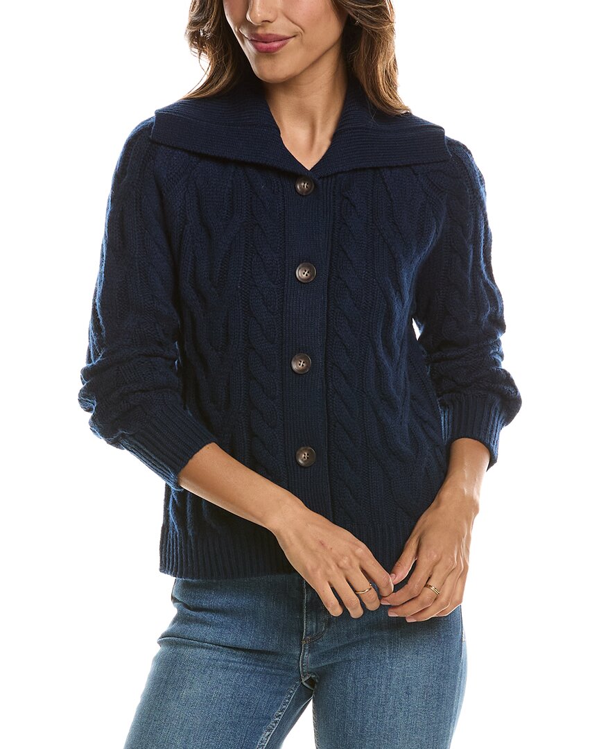 Forte Cashmere Luxe Cable Wool & Cashmere-Blend Cardigan