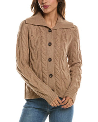 Forte Cashmere Luxe Cable Wool & Cashmere-Blend Cardigan