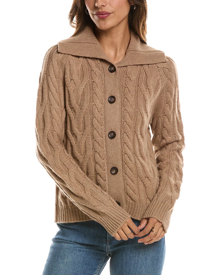 Forte Cashmere Luxe Cable Wool & Cashmere-Blend Cardigan
