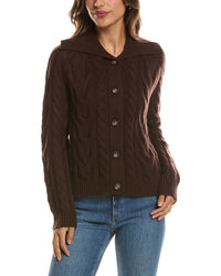 Forte Cashmere Luxe Cable Wool & Cashmere-Blend Cardigan