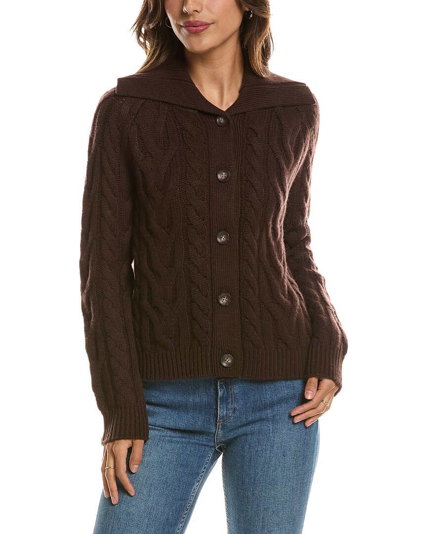 Forte Cashmere Luxe Cable Wool & Cashmere-Blend Cardigan