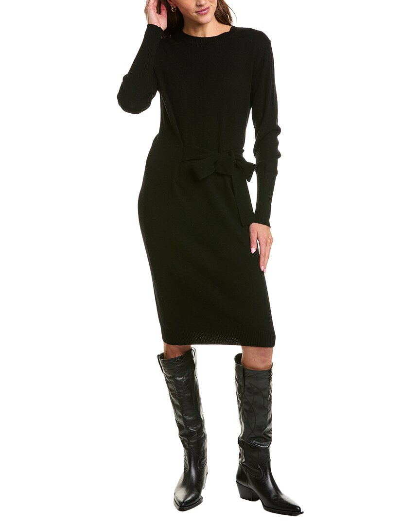 Forte Cashmere Waist Tie Crewneck Wool & Cashmere-Blend Sweaterdress
