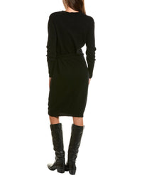 Forte Cashmere Waist Tie Crewneck Wool & Cashmere-Blend Sweaterdress