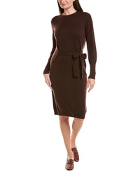 Forte Cashmere Waist Tie Crewneck Wool & Cashmere-Blend Sweaterdress