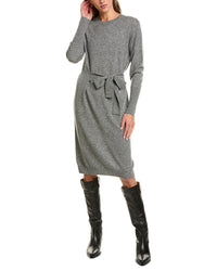 Forte Cashmere Waist Tie Crewneck Wool & Cashmere-Blend Sweaterdress