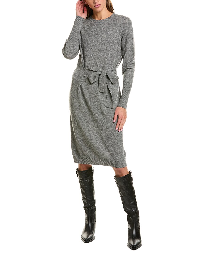 Forte Cashmere Waist Tie Crewneck Wool & Cashmere-Blend Sweaterdress