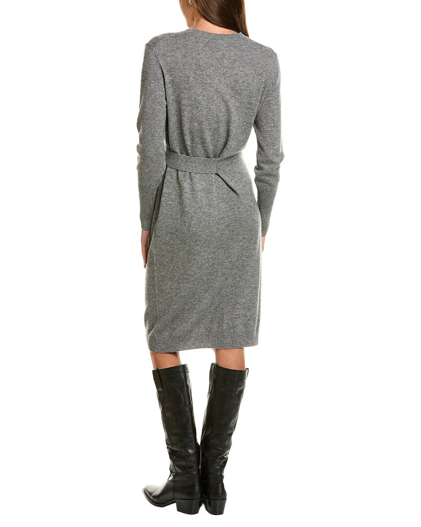 Forte Cashmere Waist Tie Crewneck Wool & Cashmere-Blend Sweaterdress