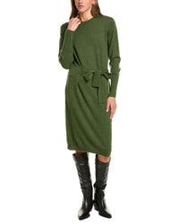 Forte Cashmere Waist Tie Crewneck Wool & Cashmere-Blend Sweaterdress