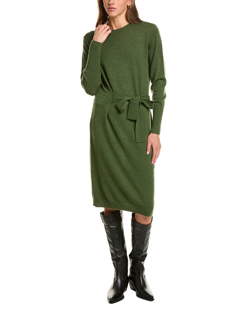 Forte Cashmere Waist Tie Crewneck Wool & Cashmere-Blend Sweaterdress