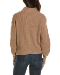 Forte Cashmere Rib Zip Mock Neck 100% Cashmere Cardigan