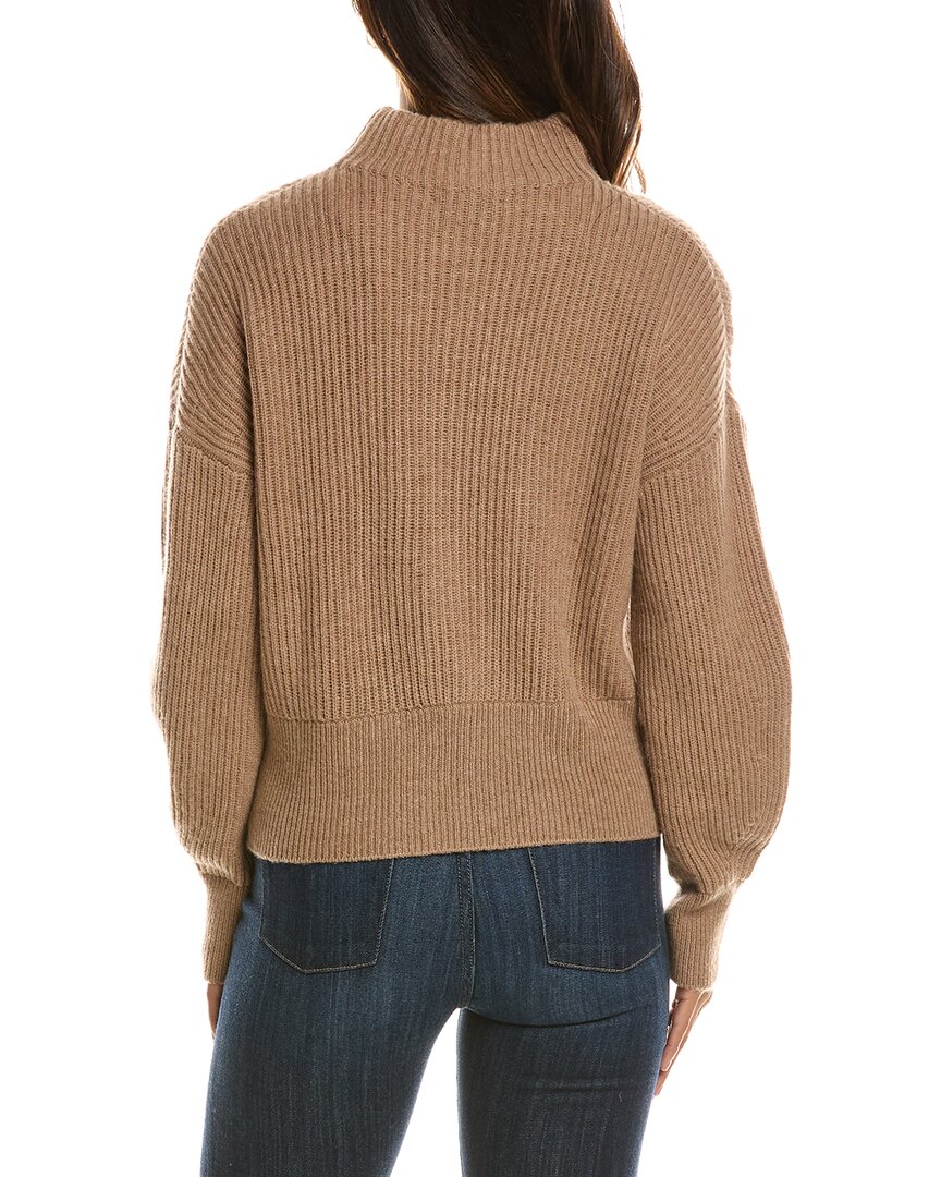 Forte Cashmere Rib Zip Mock Neck 100% Cashmere Cardigan