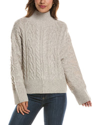 Forte Cashmere Luxe Cable Mock Neck 100% Cashmere Pullover