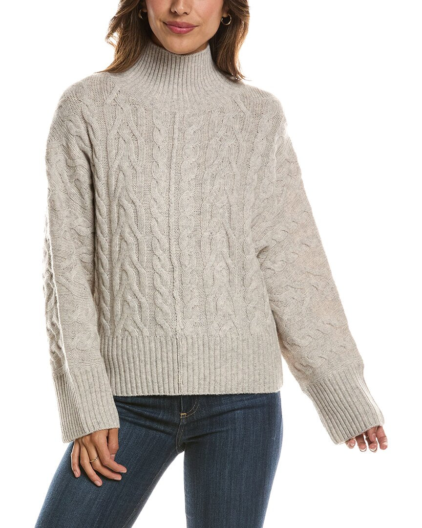 Forte Cashmere Luxe Cable Mock Neck 100% Cashmere Pullover