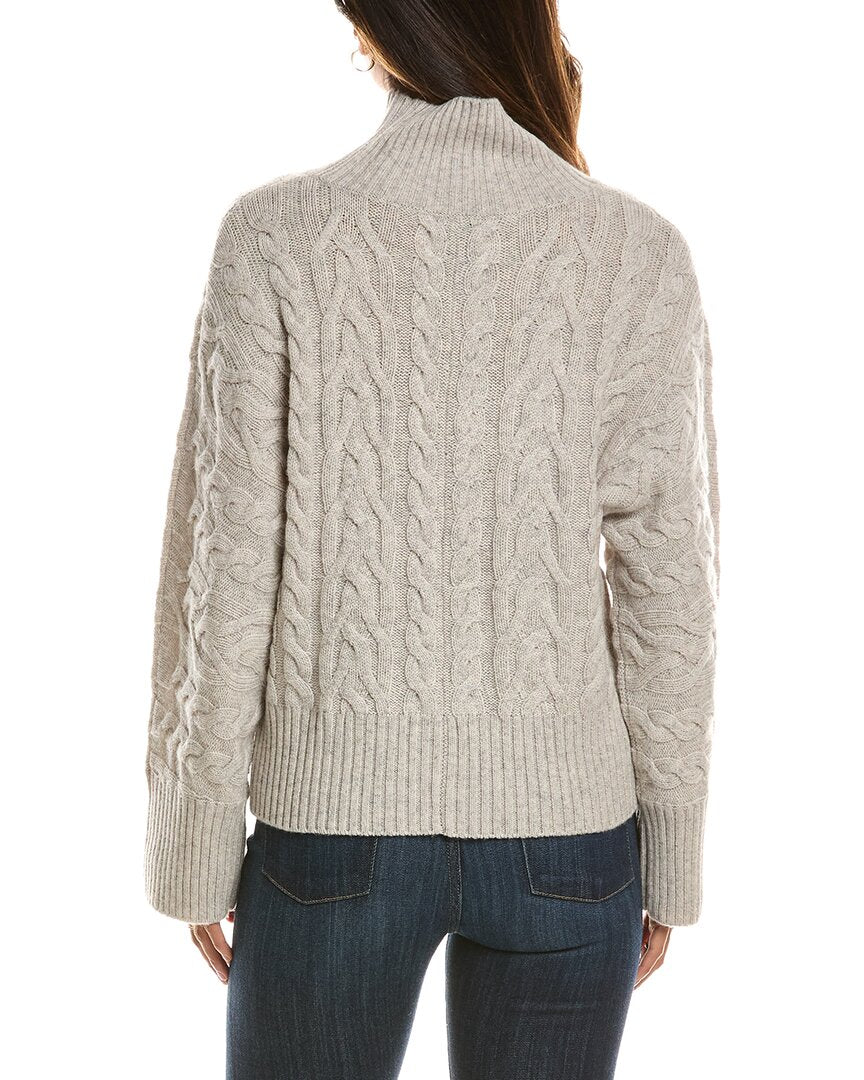 Forte Cashmere Luxe Cable Mock Neck 100% Cashmere Pullover