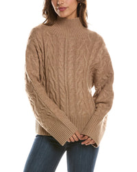 Forte Cashmere Luxe Cable Mock Neck 100% Cashmere Pullover
