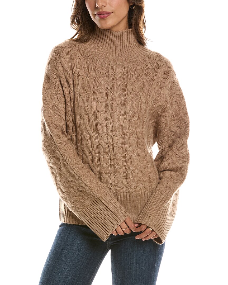 Forte Cashmere Luxe Cable Mock Neck 100% Cashmere Pullover