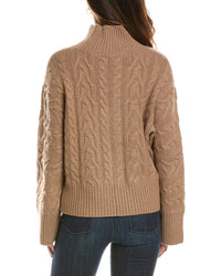 Forte Cashmere Luxe Cable Mock Neck 100% Cashmere Pullover