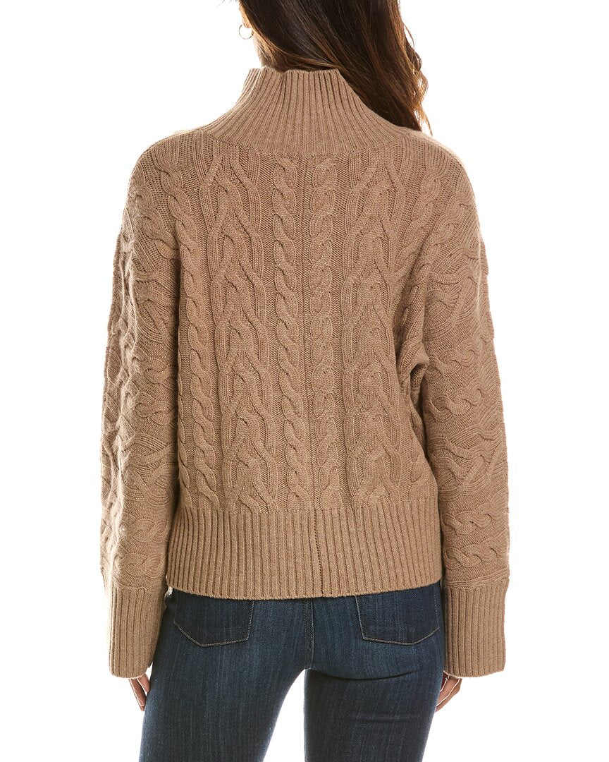 Forte Cashmere Luxe Cable Mock Neck 100% Cashmere Pullover