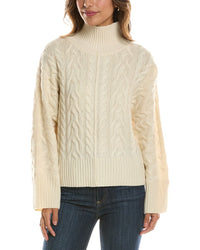 Forte Cashmere Luxe Cable Mock Neck 100% Cashmere Pullover