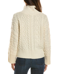 Forte Cashmere Luxe Cable Mock Neck 100% Cashmere Pullover