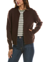 Forte Cashmere Zip 100% Cashmere Bomber Cardigan