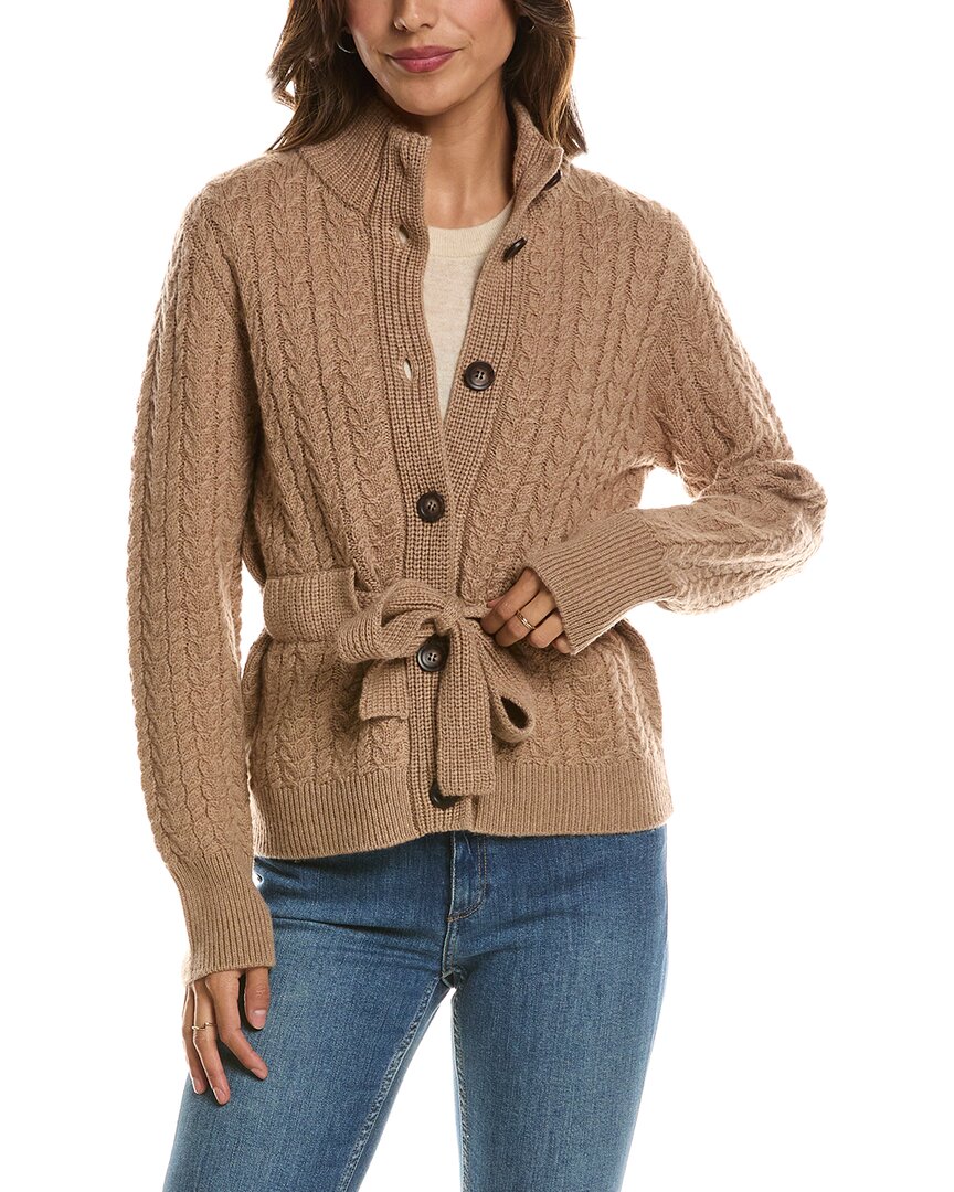 Forte Cashmere Military Cable Wool & Cashmere-Blend Cardigan