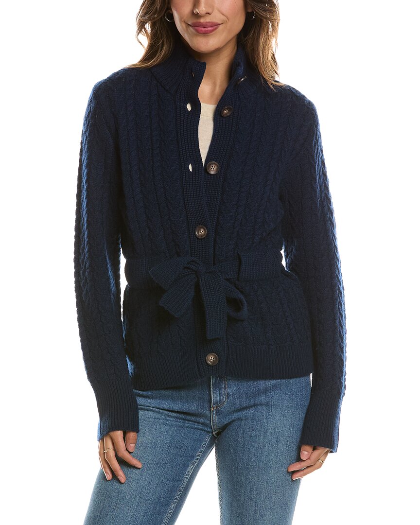 Forte Cashmere Military Cable Wool & Cashmere-Blend Cardigan