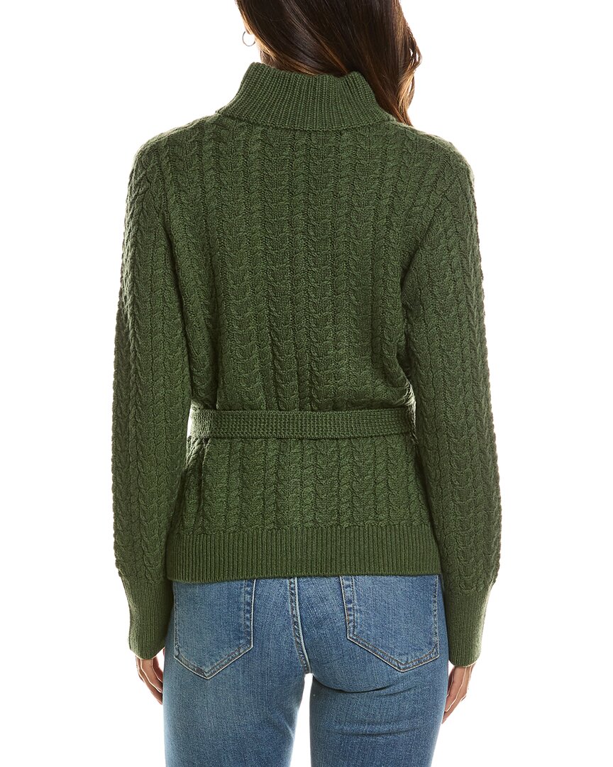 Forte Cashmere Military Cable Wool & Cashmere-Blend Cardigan