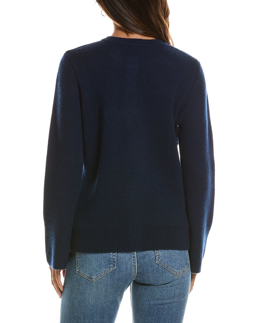 Forte Cashmere Double Knit Button Crew Wool & Cashmere-Blend Cardigan