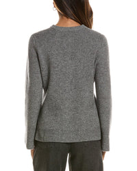 Forte Cashmere Double Knit Button Crew Wool & Cashmere-Blend Cardigan