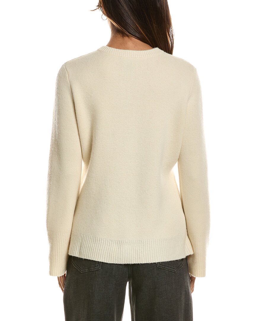 Forte Cashmere Double Knit Button Crew Wool & Cashmere-Blend Cardigan