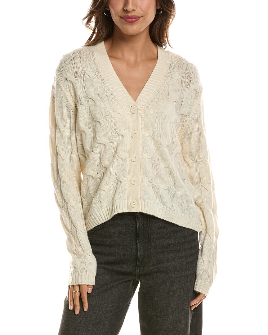 Forte Cashmere Cable V-Neck Wool & Cashmere-Blend Cardigan