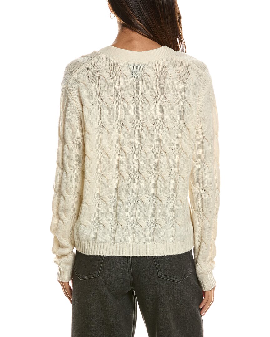 Forte Cashmere Cable V-Neck Wool & Cashmere-Blend Cardigan