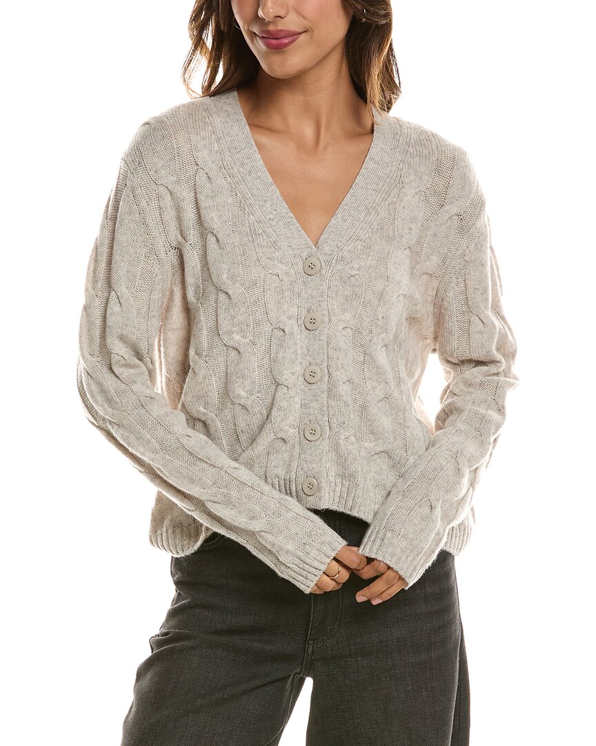 Forte Cashmere Cable V-Neck Wool & Cashmere-Blend Cardigan