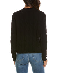 Forte Cashmere Cable V-Neck Wool & Cashmere-Blend Cardigan