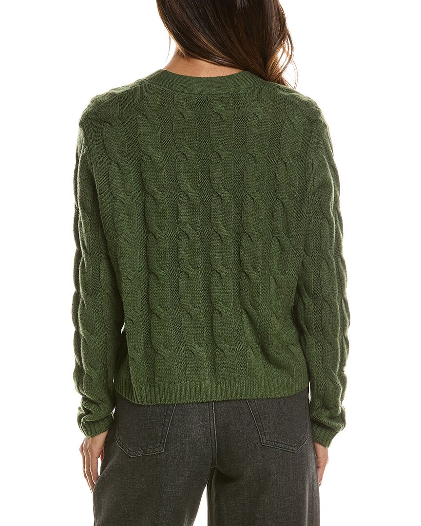 Forte Cashmere Cable V-Neck Wool & Cashmere-Blend Cardigan