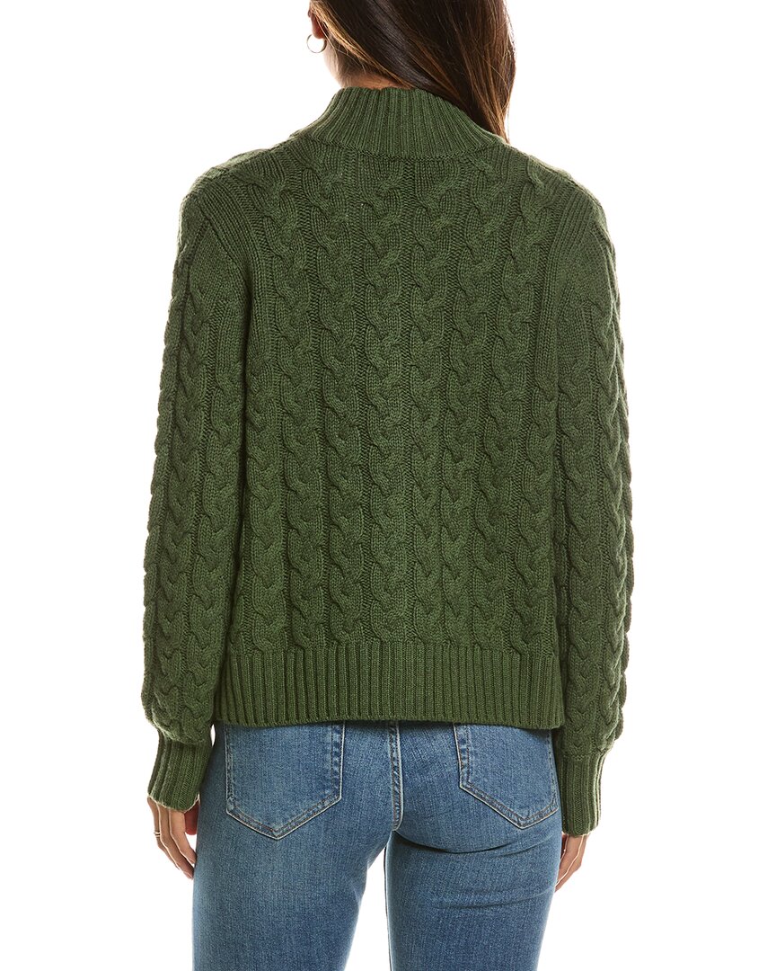 Forte Cashmere Cable Zip Mock Neck 100% Cashmere Cardigan