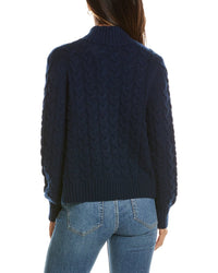 Forte Cashmere Cable Zip Mock Neck 100% Cashmere Cardigan