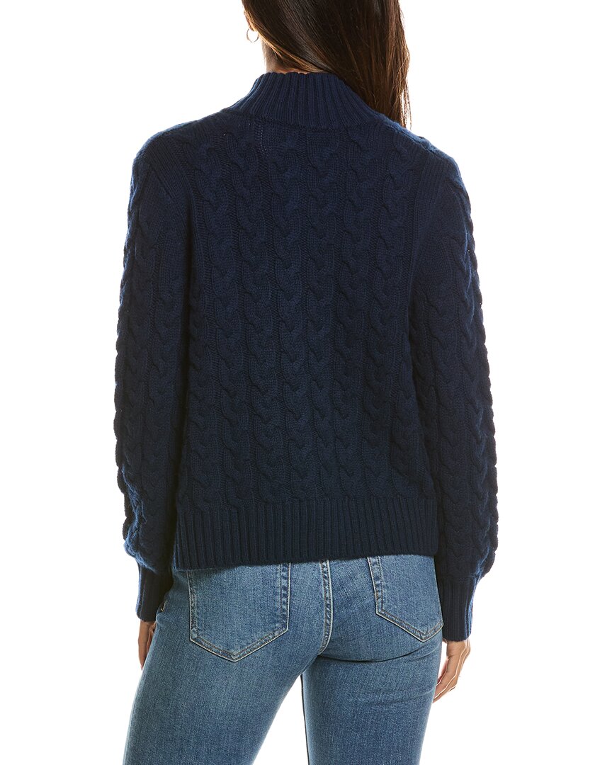Forte Cashmere Cable Zip Mock Neck 100% Cashmere Cardigan