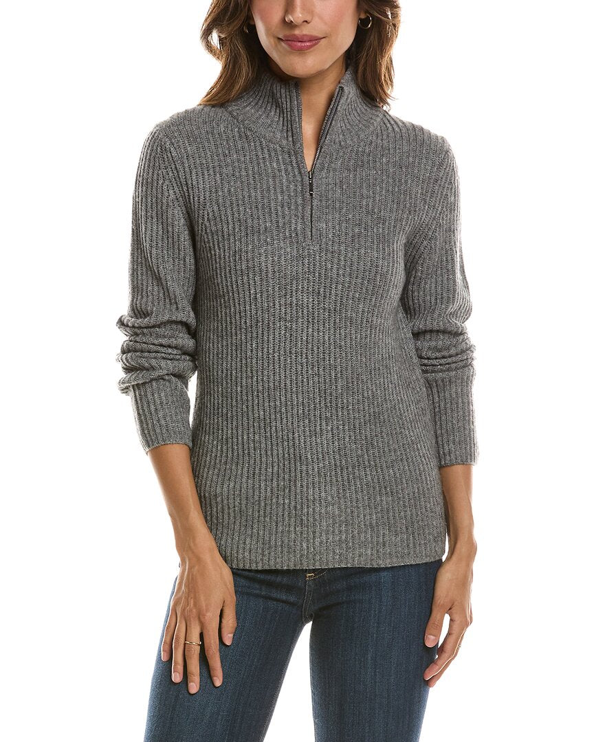 Forte Cashmere Zip Mock Neck 100% Cashmere Sweater