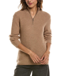 Forte Cashmere Zip Mock Neck 100% Cashmere Sweater
