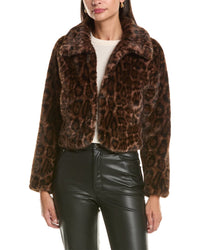 La Fiorentina La Fiorentina Leopard Faux Fur Cropped Jacket
