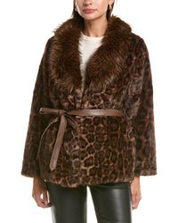 La Fiorentina La Fiorentina Leopard Faux Fur Cropped Jacket