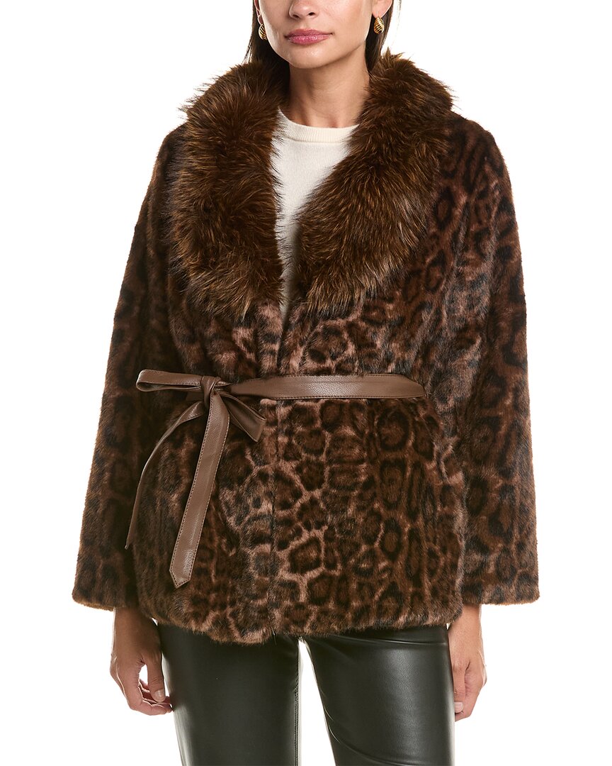 La Fiorentina La Fiorentina Leopard Faux Fur Cropped Jacket