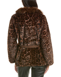 La Fiorentina La Fiorentina Leopard Faux Fur Cropped Jacket