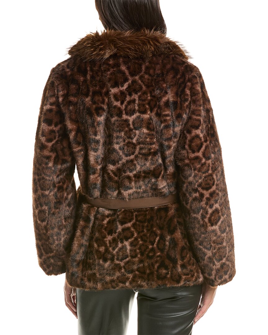 La Fiorentina La Fiorentina Leopard Faux Fur Cropped Jacket