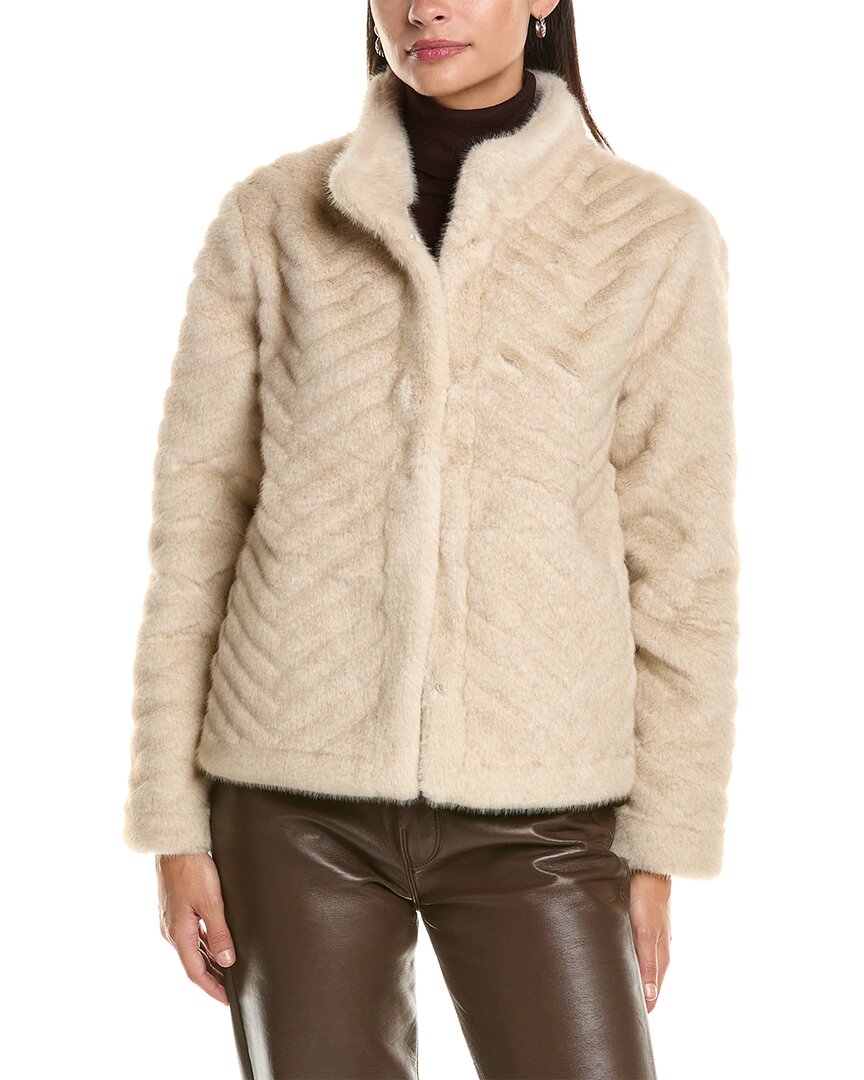 La Fiorentina La Fiorentina Striped Faux Fur Jacket
