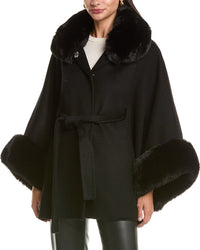 La Fiorentina La Fiorentina Faux Fur Trim Cape