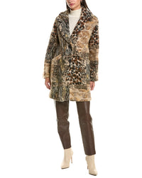 La Fiorentina La Fiorentina Abstract Animal Print Wool Coat