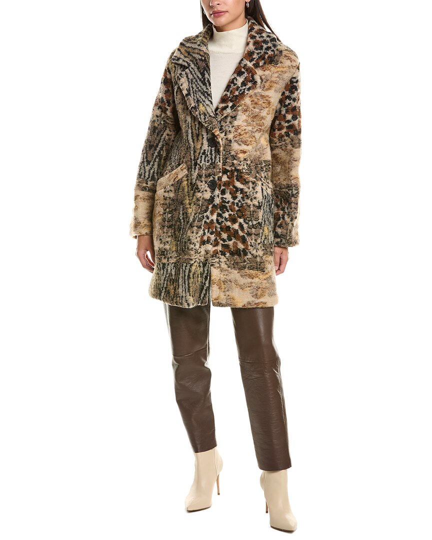 La Fiorentina La Fiorentina Abstract Animal Print Wool Coat